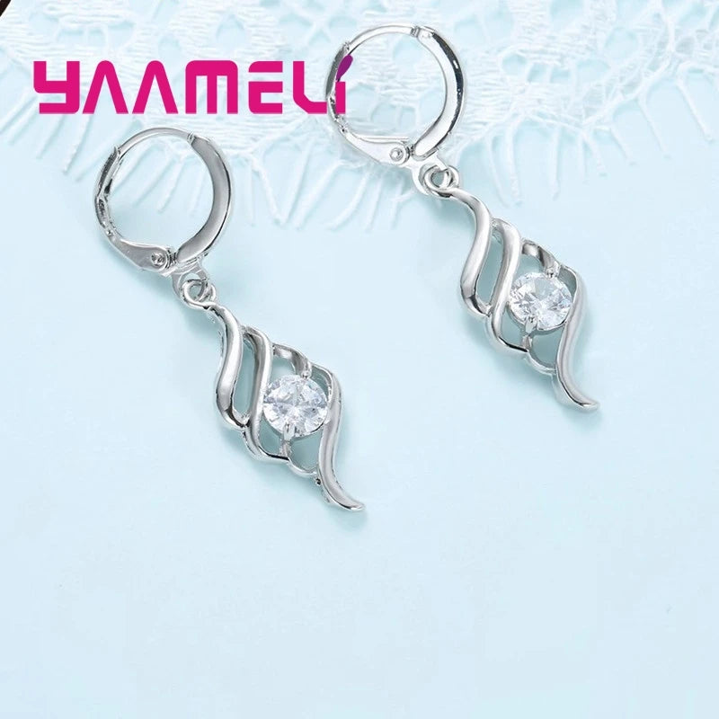 Schmucksets für Frauen, Charms, 925er-Sterlingsilber, Farbe, Anhänger, Halskette, Creolen, modisch, klassisch, Halsbänder, Hochzeitsgeschenk