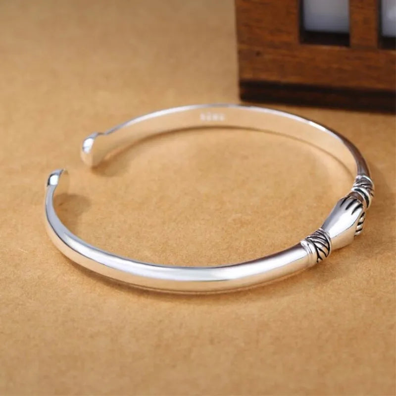 Neue Retro weibliche 925 Sterling Silber Schmuck Armbänder öffnen Handshake kreative Freundschaft Armreifen sl004