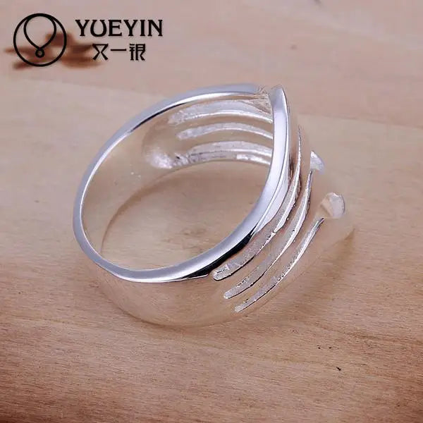 Versilberte Ringe für Frauen, Hochzeit, Party, Modeschmuck, klassischer Jahrestag, Wasserwellenform, Unisex-Paarring für Liebhaber