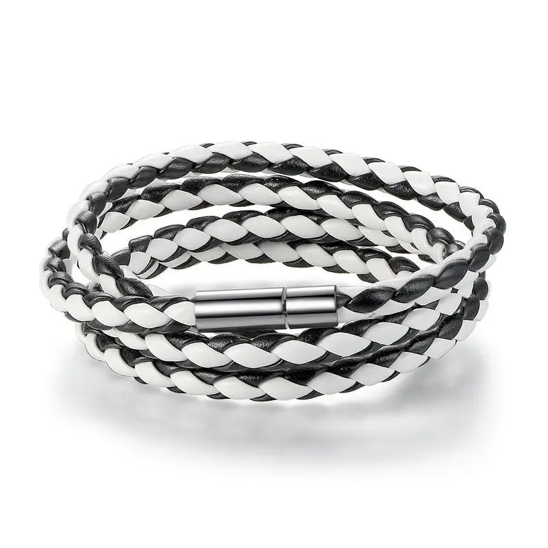 BAMOER 6-farbige Großhandelsarmbänder mit langer Kette, verstellbare Magnetschnalle, Unisex, PU-Lederarmbänder für Damen und Herren, Modeschmuck
