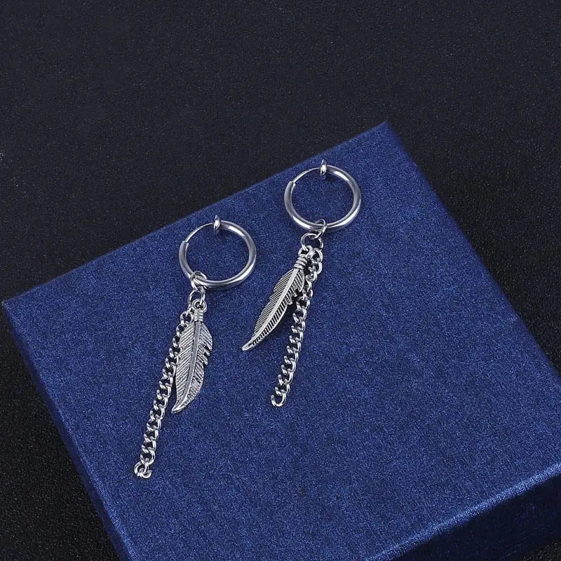 1pc Punk Titan Stahl Quaste Baumeln Ohrringe Ohr Stud Ohr Clip Für Männer Frauen Korea Erklärung Schmuck Exquisite Hip hop Brincos