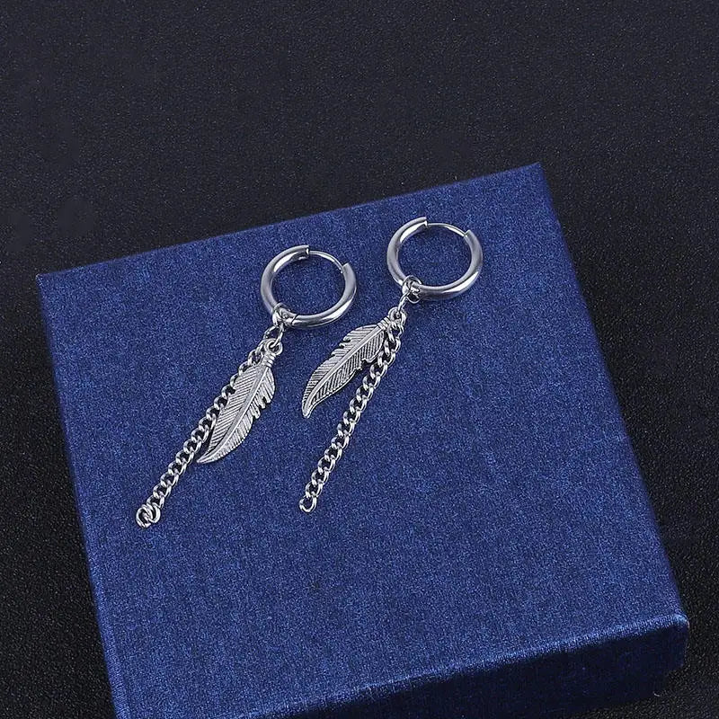 1pc Punk Titan Stahl Quaste Baumeln Ohrringe Ohr Stud Ohr Clip Für Männer Frauen Korea Erklärung Schmuck Exquisite Hip hop Brincos