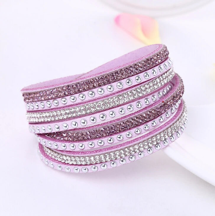 Punk-Lederarmband, neue Mode, Strass-Armband, Punk-Stil, mehrschichtige Armbänder und Armreifen, Nieten-Armband für Frauen 8087