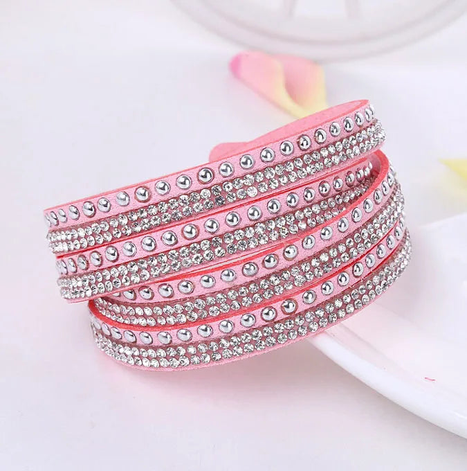 Punk-Lederarmband, neue Mode, Strass-Armband, Punk-Stil, mehrschichtige Armbänder und Armreifen, Nieten-Armband für Frauen 8087
