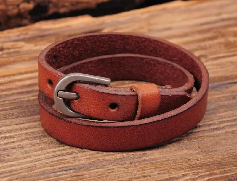 G522 Hellbraunes Punk-Biker-Armband aus Leder mit cooler Metallschnalle und doppelter Wickelarmband für Herren