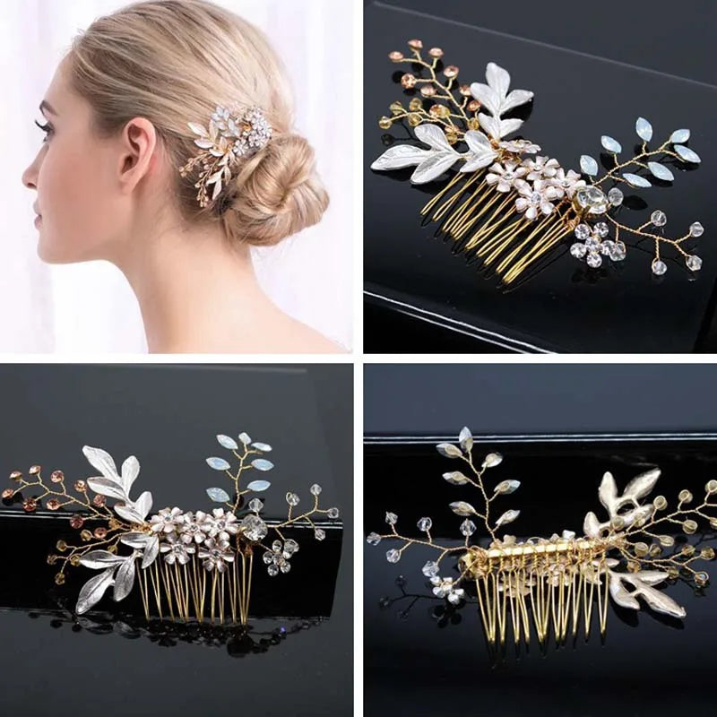 Braut Haar Zubehör Kristall Peals Haar Kämme Hochzeit Haar Clips Zubehör Schmuck Handgemachte Frauen Haar Ornamente Kopfschmuck
