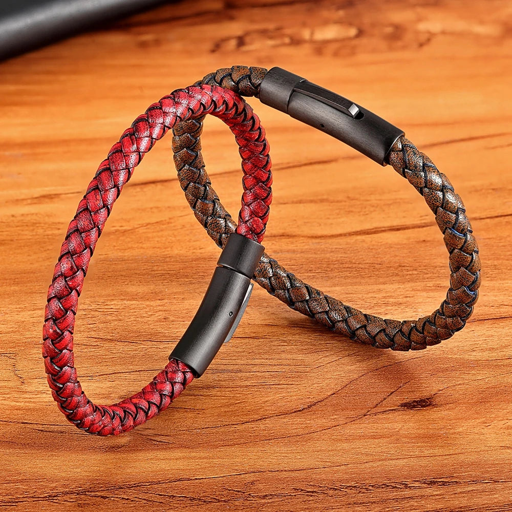 XQNI Neue Klassische Stil Männer Leder Armband Einfache Schwarz Edelstahl Knopf Neutral Zubehör Hand-gewebt Schmuck Geschenke