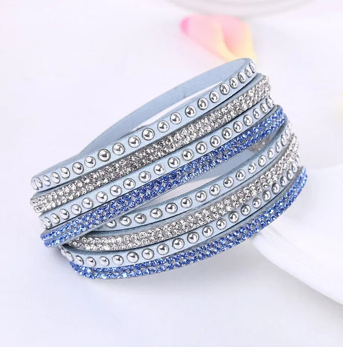 Punk-Lederarmband, neue Mode, Strass-Armband, Punk-Stil, mehrschichtige Armbänder und Armreifen, Nieten-Armband für Frauen 8087