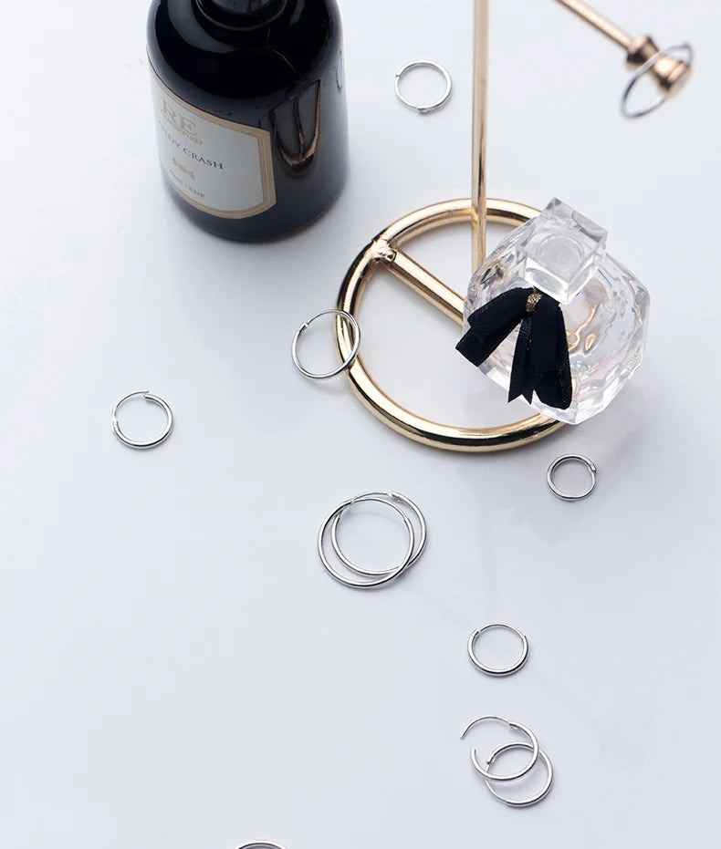 MloveAcc Damen-Creolen-Ohrring aus 925er-Sterlingsilber, runder Kreis, Schleife, Geschenke, einfacher silberner Creolen-Ohrring, Brincos de Prata
