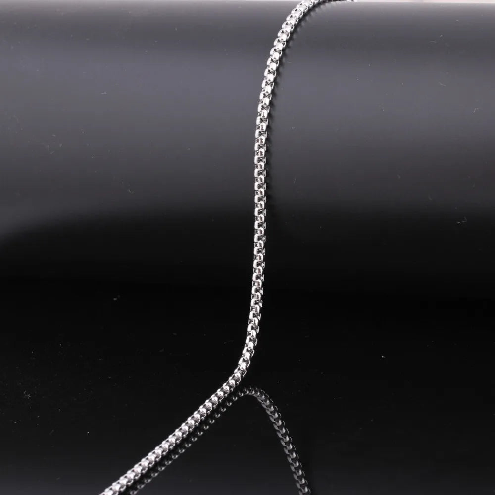 Männer Kette Halskette 60cm Lange Halskette 3mm Breite Halskette für Männer SilverTitanium Stahl Link Kette Halsketten Männer