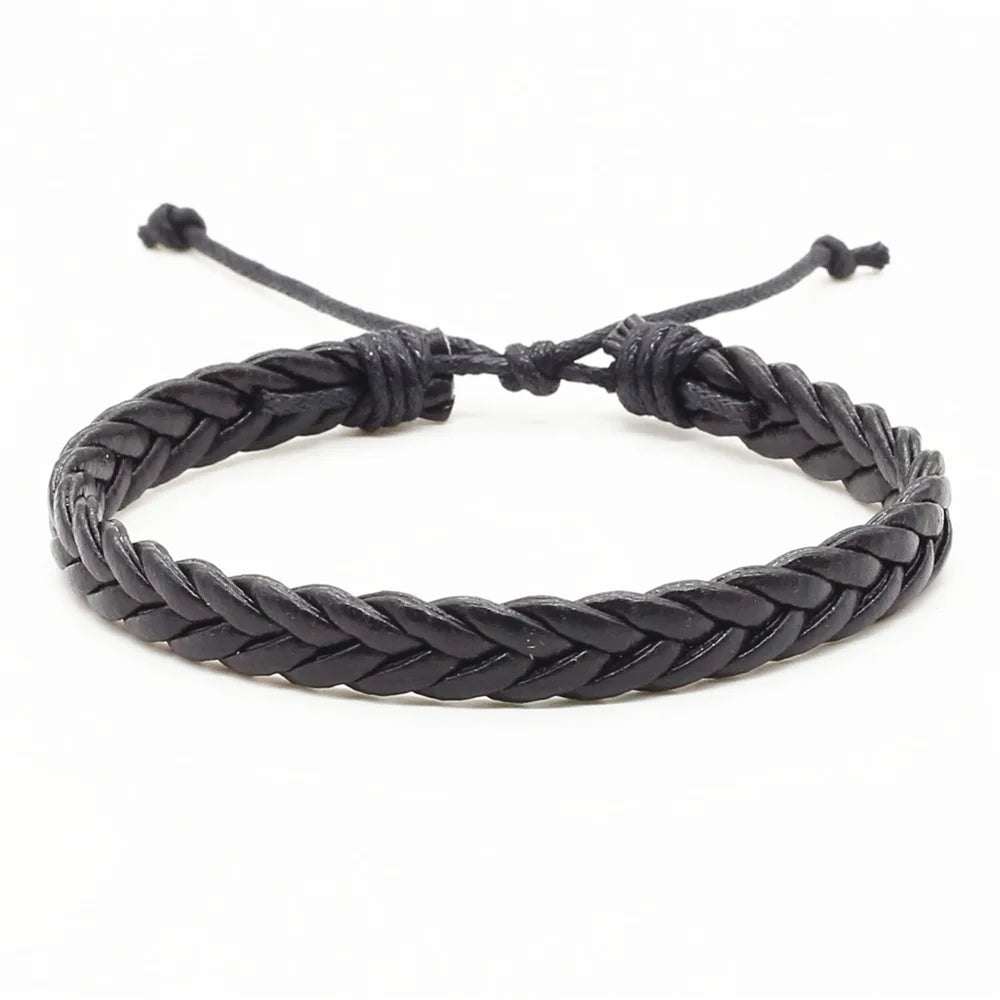 Neue Ankunft Mode Trendy Handgemachte Schwarz Braun Weben PU Leder Homme Weibliche Frauen Armband männer Männlich Schmuck Zubehör