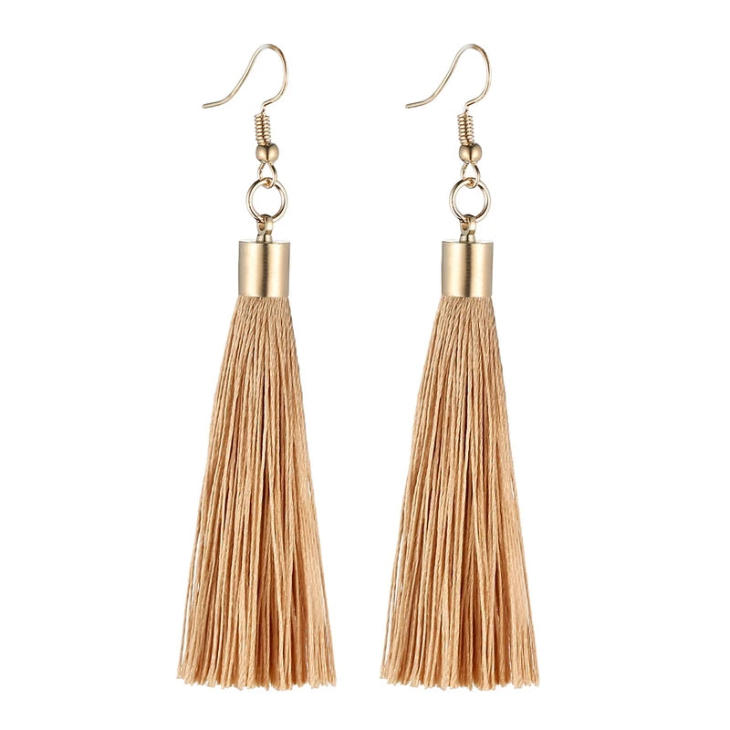 LOVBEAFAS Fringe Quaste Ohrringe Für Frauen Gold Farbe Vintage Lange Tropfen Baumeln Ohrringe Mode Hochzeit Schmuck Party Geschenk