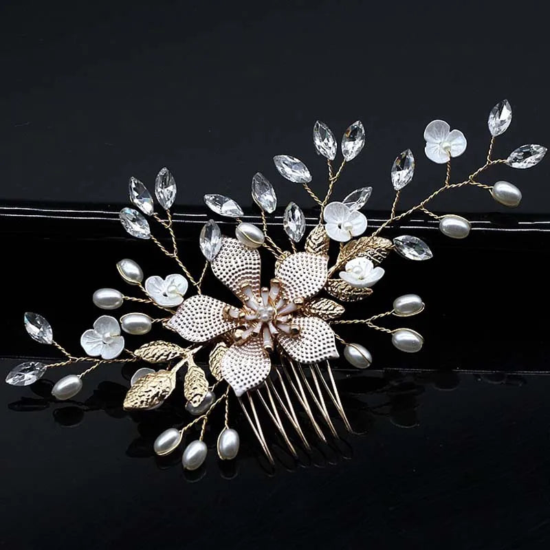 Braut Haar Zubehör Kristall Peals Haar Kämme Hochzeit Haar Clips Zubehör Schmuck Handgemachte Frauen Haar Ornamente Kopfschmuck