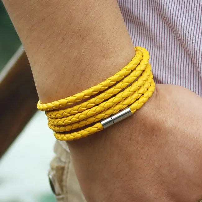 XQNI Marke schwarz Retro Wrap langes Lederarmband Männer Armreifen Mode sproty Kettenverbindung männliches Bettelarmband mit 5 Runden