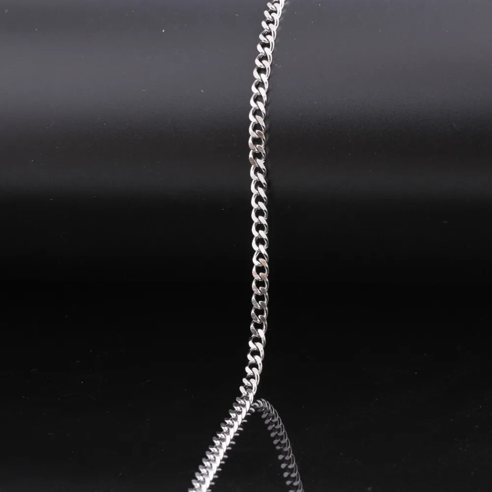 Männer Kette Halskette 60cm Lange Halskette 3mm Breite Halskette für Männer SilverTitanium Stahl Link Kette Halsketten Männer