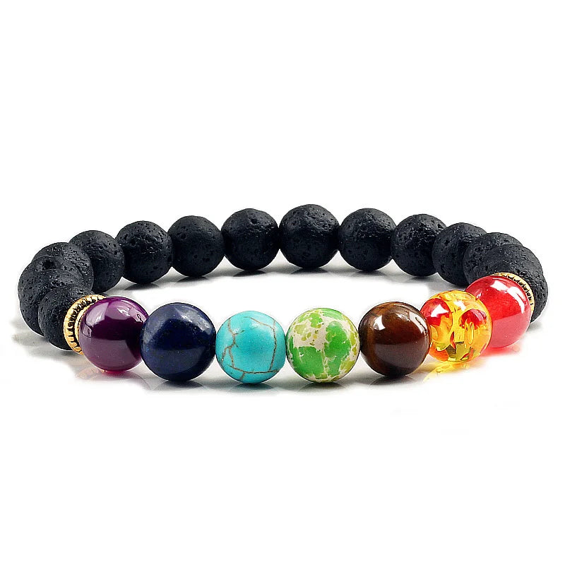 11 natürliche Stein Perlen Mehrfarbige Armband 7 Chakra Healing Balance Perlen Armband für Frauen Reiki Gebet Yoga Armband Schmuck