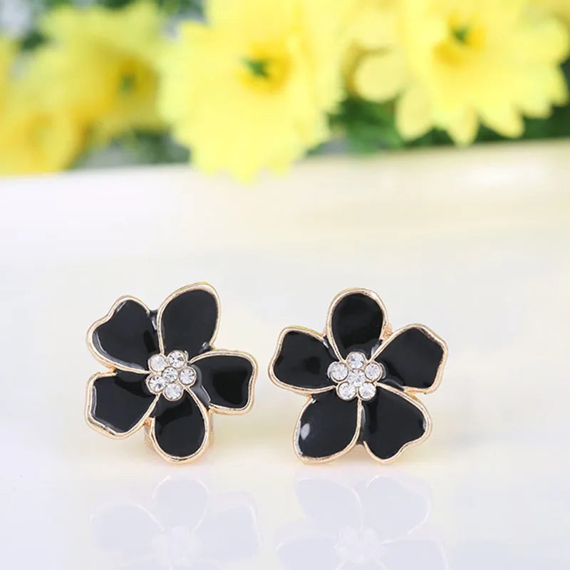 JIOFREE Korea Stil Blume Form Emaille Clip auf Ohrringe Ohne Piercing für Mädchen Party Nette Reizende Keine Loch Ohr Clip schmuck