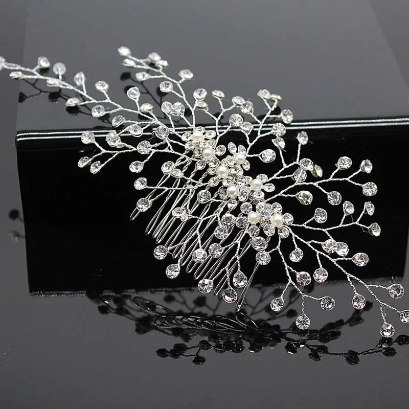Braut Haar Zubehör Kristall Peals Haar Kämme Hochzeit Haar Clips Zubehör Schmuck Handgemachte Frauen Haar Ornamente Kopfschmuck
