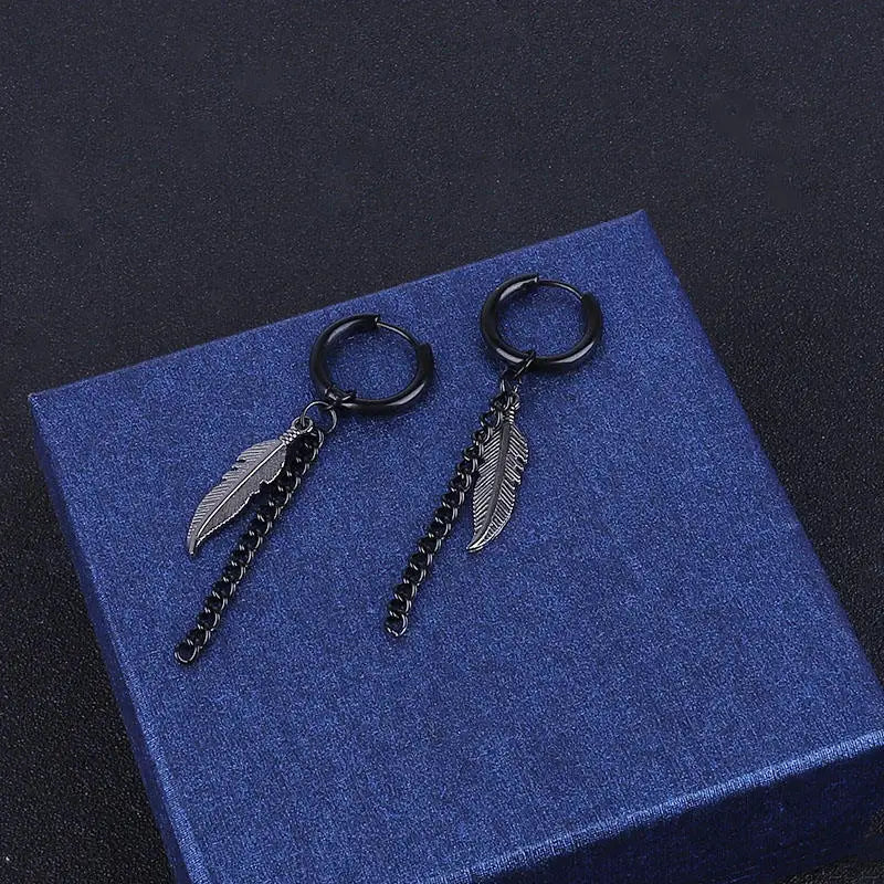 1pc Punk Titan Stahl Quaste Baumeln Ohrringe Ohr Stud Ohr Clip Für Männer Frauen Korea Erklärung Schmuck Exquisite Hip hop Brincos