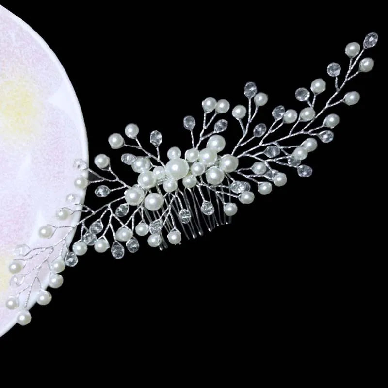 Braut Haar Zubehör Kristall Peals Haar Kämme Hochzeit Haar Clips Zubehör Schmuck Handgemachte Frauen Haar Ornamente Kopfschmuck