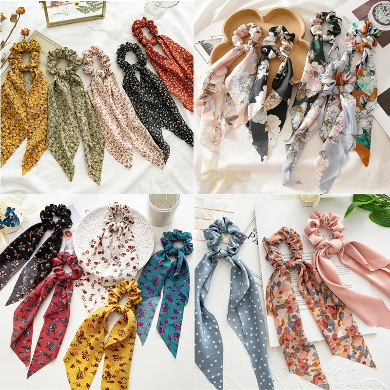 Neue Mode Druck Bogen Scrunchies Haar Band Für Frauen Elastische Haarband Mädchen Schachtelhalm Haar Krawatten Haar Zubehör