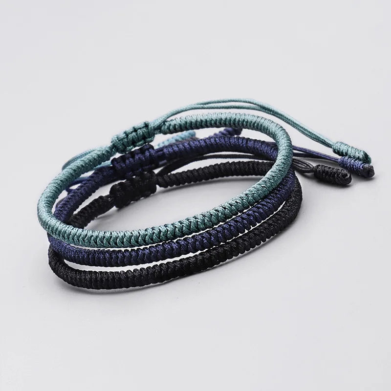 Tibetisch-buddhistische Liebe, Glücksbringer, tibetischer Faden, Armbänder und Armreifen für Damen und Herren, handgefertigte Knoten, Budda-Seil-Armband