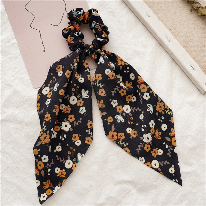 Neue Mode Druck Bogen Scrunchies Haar Band Für Frauen Elastische Haarband Mädchen Schachtelhalm Haar Krawatten Haar Zubehör