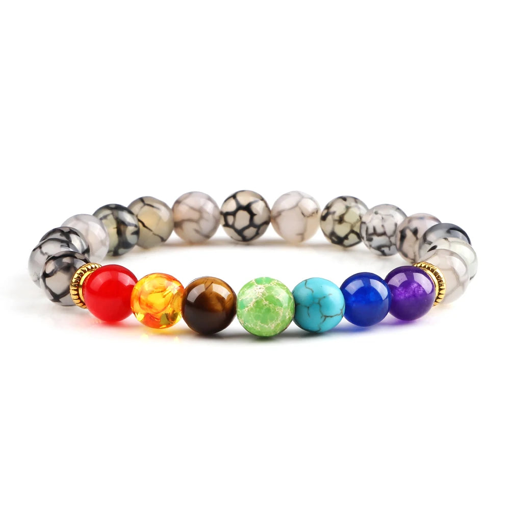 2 Stücke Naturstein 7 Chakra Heilung Perlen Einstellbare Geflochtene Armbänder Männer 8mm Lava Stretch-armband Frauen Reiki Buddha Schmuck
