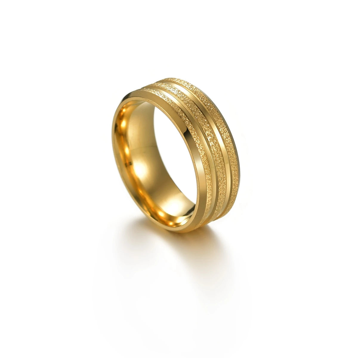 Hochwertiger 8 mm einfacher mattierter Ring, modischer goldfarbener Ring, Ehering