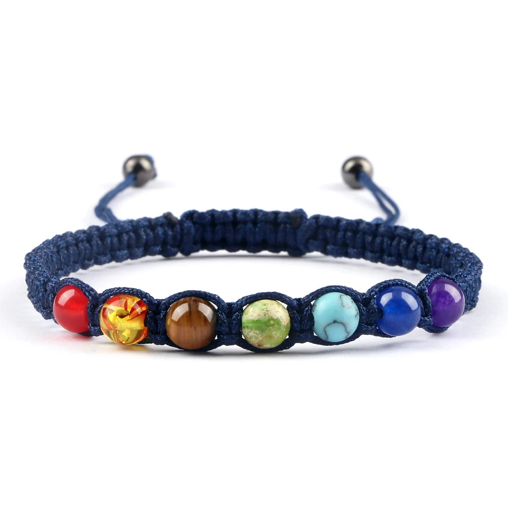 Handgewebtes 7-Chakra-Heilperlen-Armband für Männer, 6 mm, Naturstein, Gebetsarmbänder, Paare, modischer Armreif, Damen, Yoga, Schmuck, Geschenk
