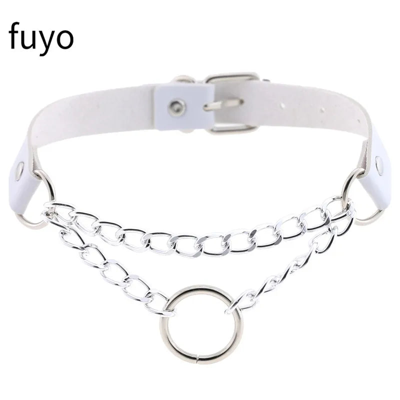 Weiß Sexy Vegan Choker Halsketten Punk Harajuku Goth Kragen Kette Traktion Halskette Leder Bondage Cosplay Party Schmuck Grunge