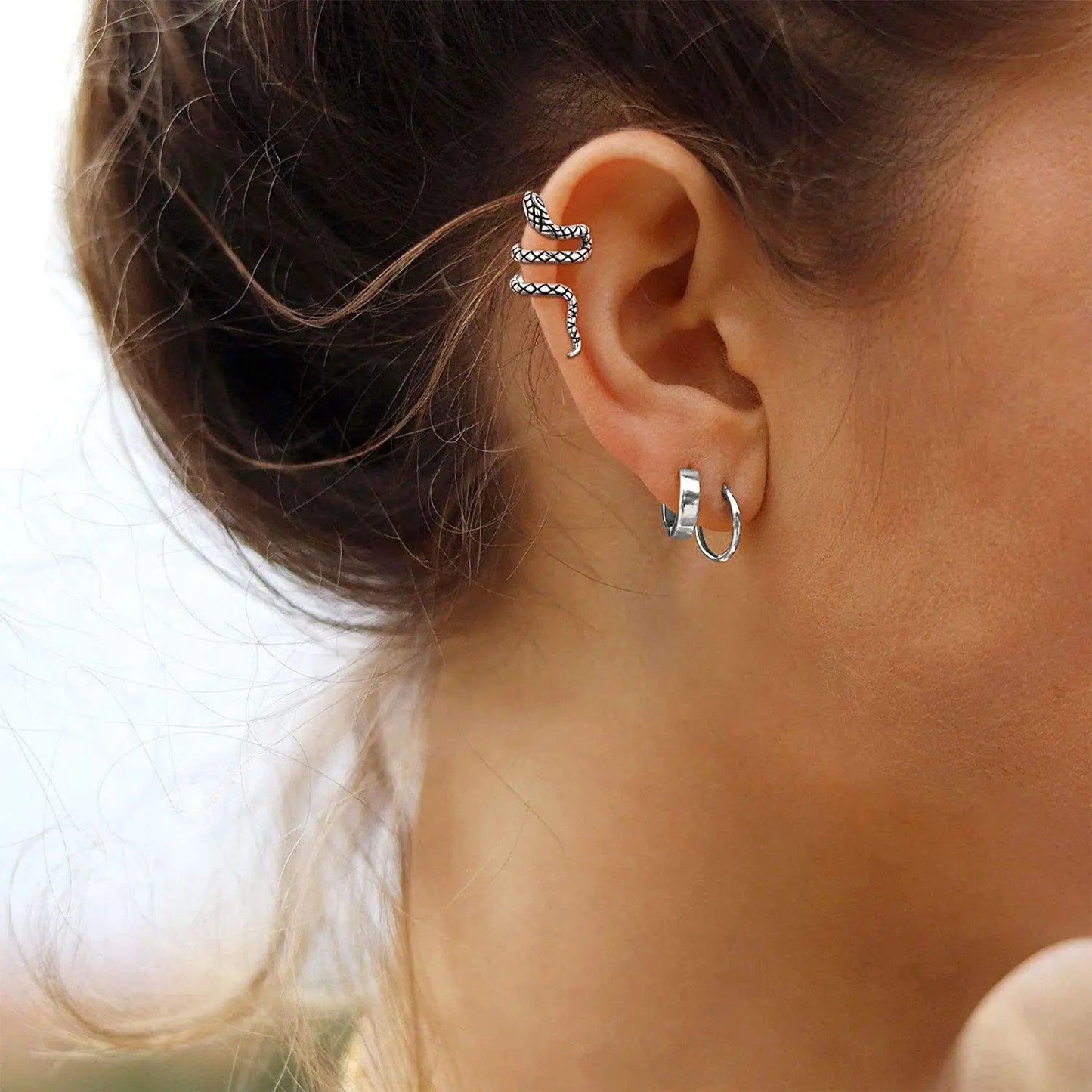 S925 Sterling Silber Schlange Ohr Manschette Helix Knorpel Clip auf Ohrringe Nicht Piercing Ohrringe für Frauen CP541