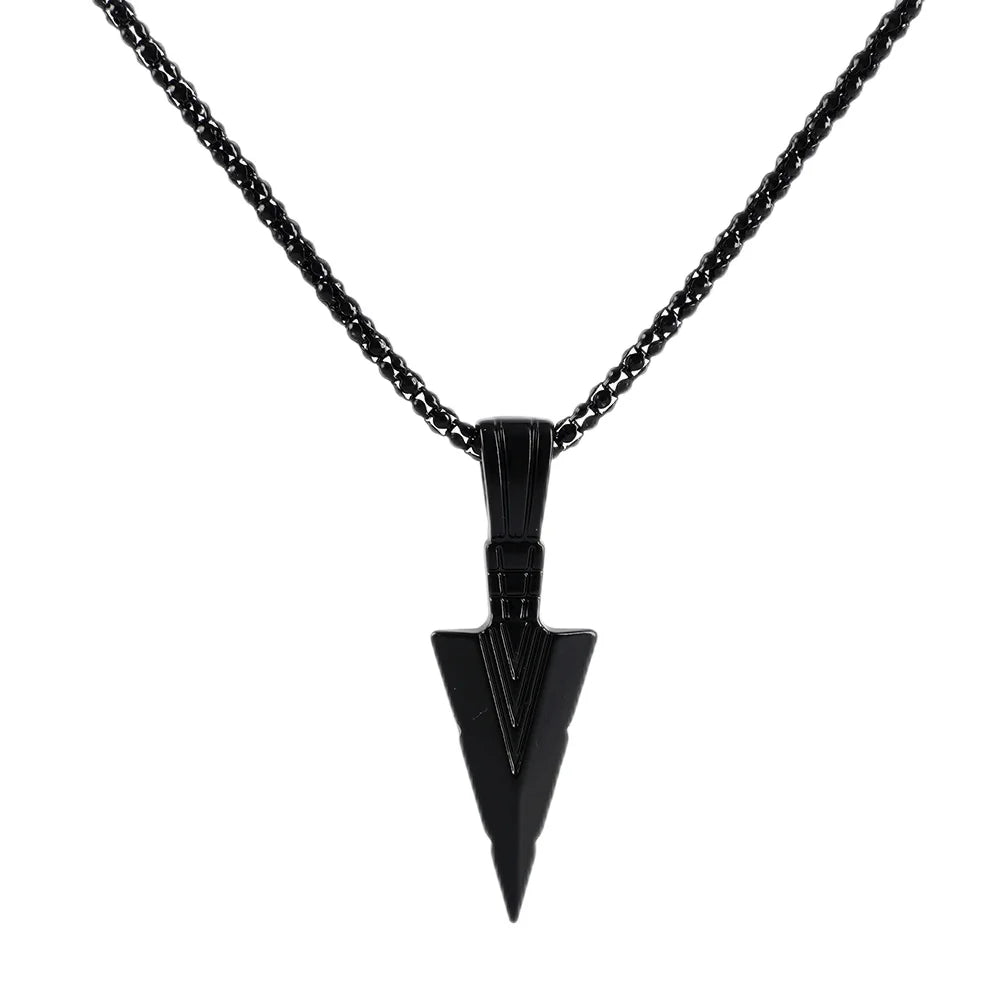 Männer Design Matte Schwarz Lange Halskette Mit Pfeil Anhänger Schmuck Kette Hip Hop Punk Rock Weihnachten Halloween Geschenk Für Männer frauen