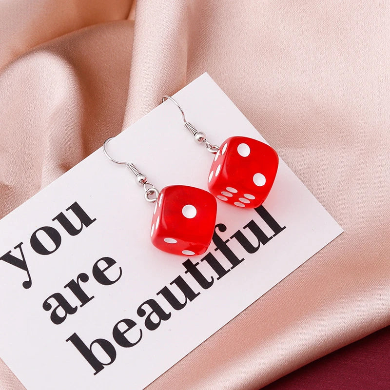 Handmade Cartoon 3D Harz Dice Tropfen Ohrring Quaste Casino Candy Farbe Persönlichkeit Spaß Schmuck für Frauen Weibliche Geschenk