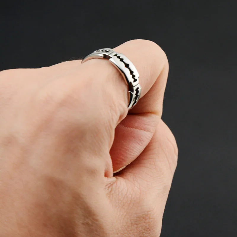 Charme Edelstahl Hip Hop Klingen Ring Mode Punk Rock Schwarz Silber Farbe Ring Liebhaber Paar Ringe für Mann Und Frauen Ring