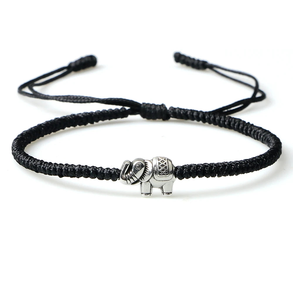 Retro-Elefant-Armbänder, glückliches geflochtenes Kettenarmband für Damen und Herren, viel Glück, Freundschaft, Wunsch-Geschenk, Schmuck, handgefertigt, verstellbar