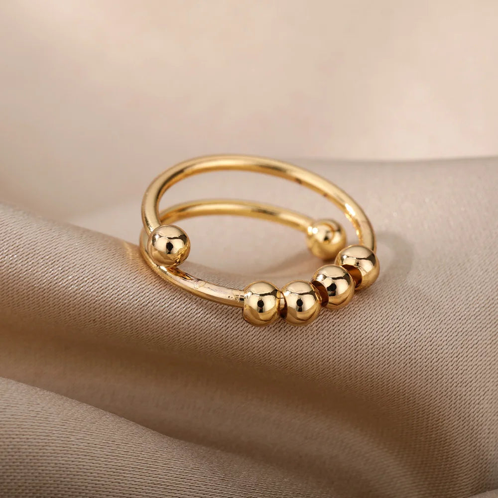 Angst Ring Perlen Ringe Für Frauen Männer Edelstahl Ring Spinner Spirale Simulierte Frei Anti Stress Zappeln Ring Schmuck