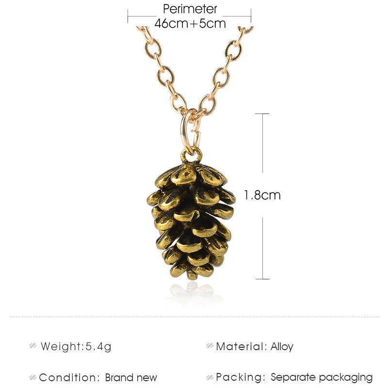 Nette Pinienkernen Anlage Probe Anhänger Halskette Für Frauen Metall Halsband Acorn Tannenzapfen Kette Halskette Schmuck Zubehör Geschenk