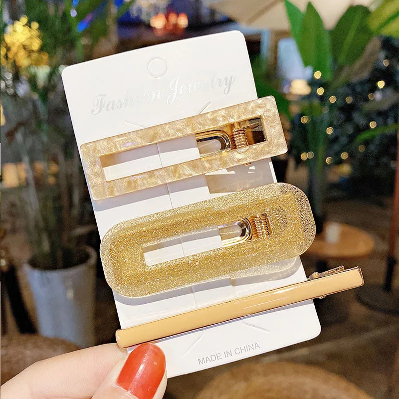 Neue 3 stücke Set Mode Acryl Haar Clip Für Frauen Koreanische Trendy Geometrische Haar Berrettes Mädchen Haar Zubehör Hairgrip Großhandel