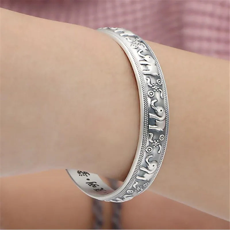 Neue kreative niedliche Tier Retro Thai Silber Armbänder Sterling Silber Schmuck Persönlichkeit Elefant dominierende Armreifen sl079