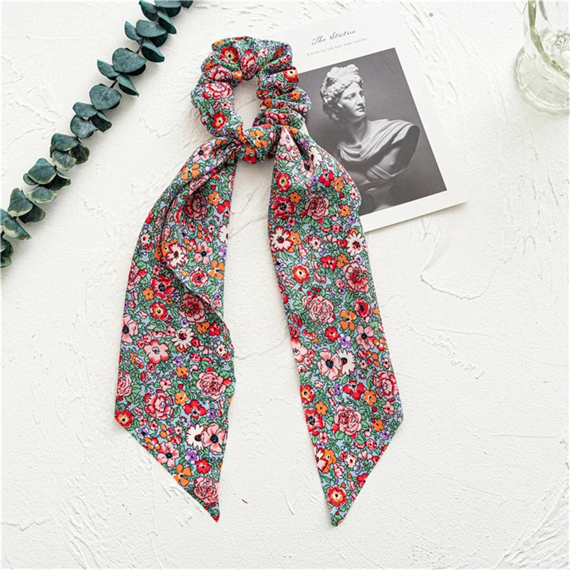Neue Mode Druck Bogen Scrunchies Haar Band Für Frauen Elastische Haarband Mädchen Schachtelhalm Haar Krawatten Haar Zubehör