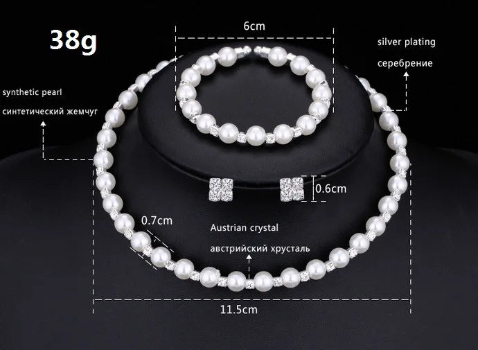 Hochzeit Braut Schmuck Set String von Perlen Prom Silber Farbe Kristall Armband Halskette Ohrringe für Frauen schmuck sets