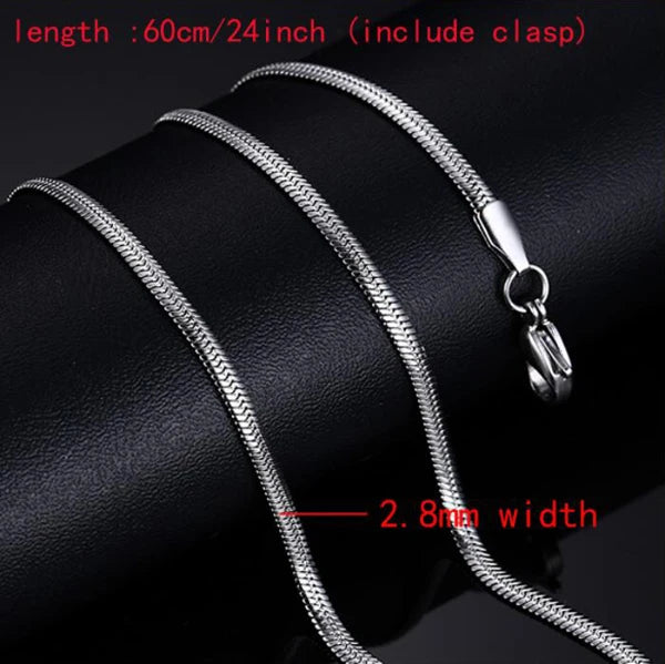 Männer Kette Halskette 60cm Lange Halskette 3mm Breite Halskette für Männer SilverTitanium Stahl Link Kette Halsketten Männer