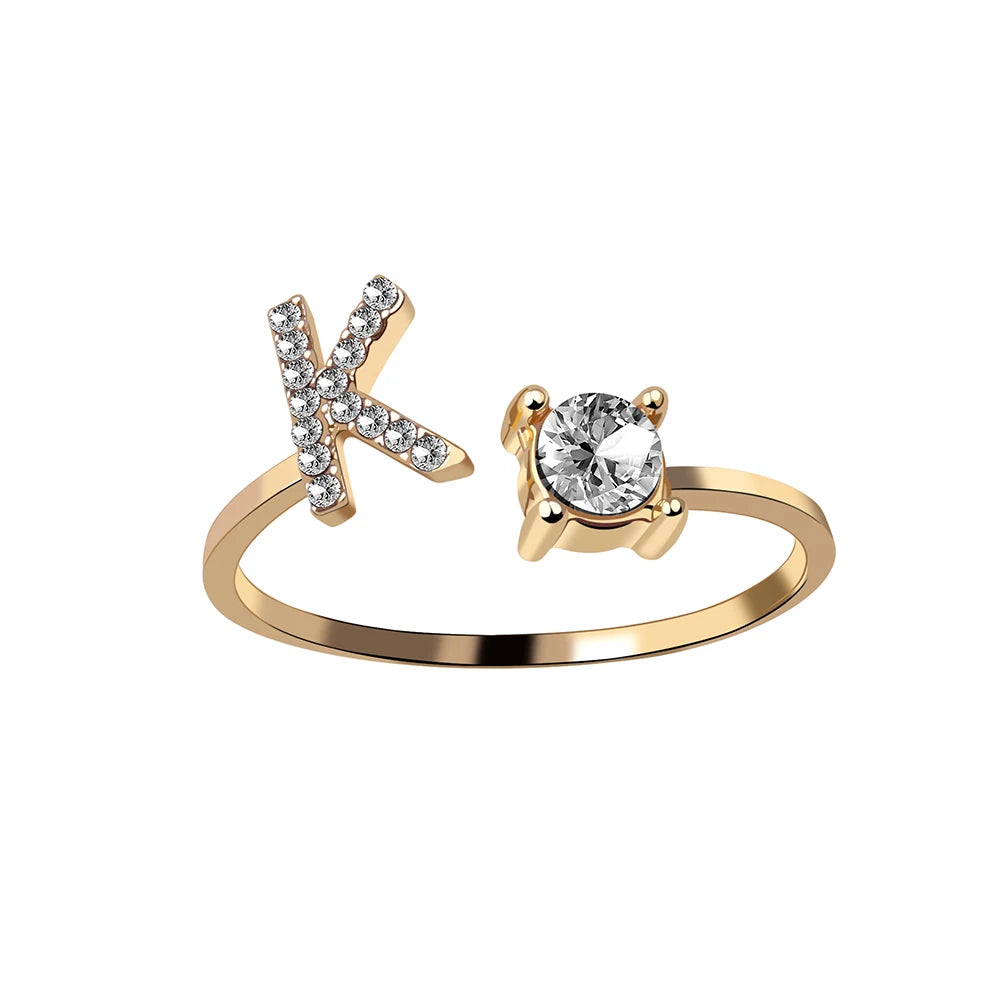Mode 26 Initial Brief Ring Silber Farbe Persönlichkeit Finger Ringe Frauen Einfache Elegante Schmuck Freundschaft Geschenk Großhandel
