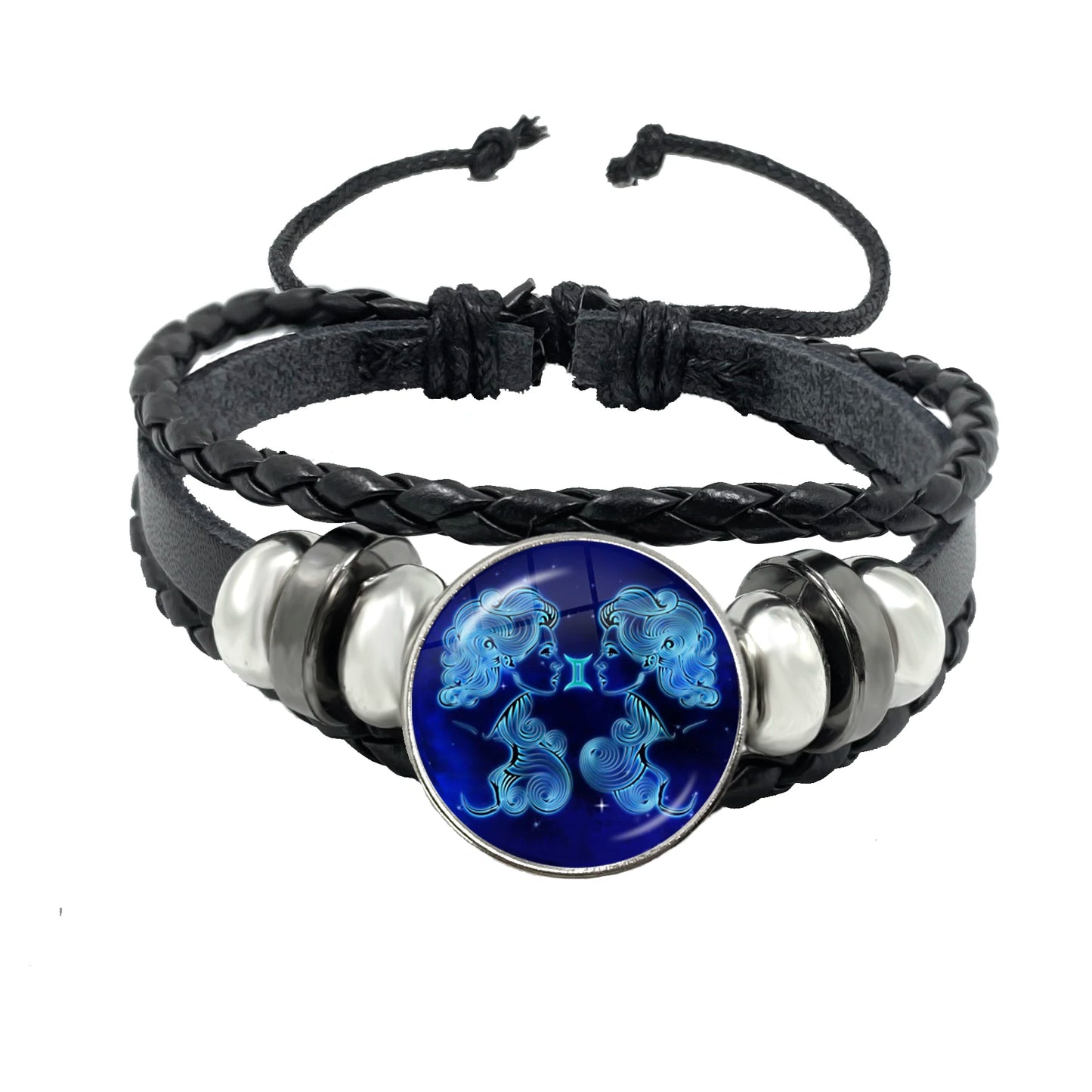 12-Sternbild-Sternzeichen-Knopfarmband, mehrschichtiges geflochtenes Lederarmband, Armreif für Geburtstagsfeier, Schmuck, Geschenk