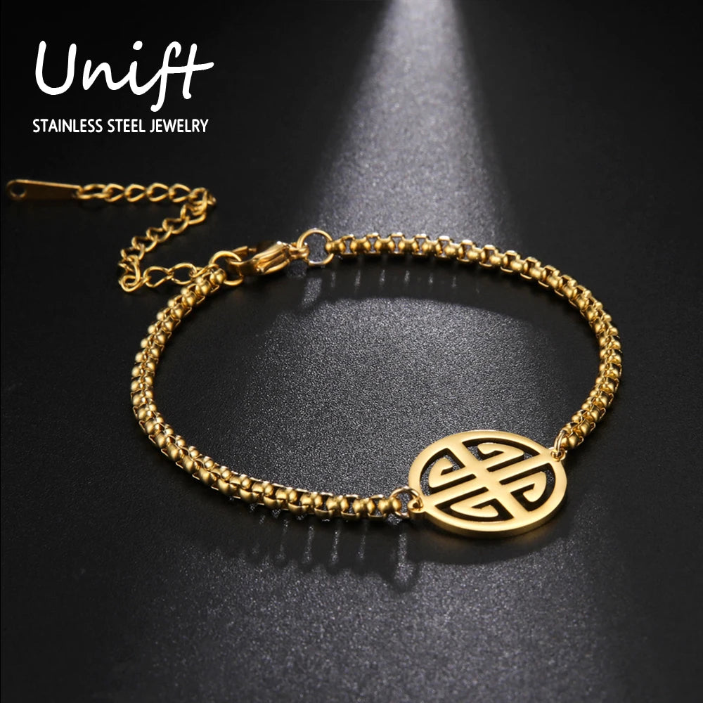 Unift Original Geld Amulett Armband auf Hand Mann Frauen Edelstahl Kette Armband chinesische Glück Reichtum Talisman Schmuck Geschenk