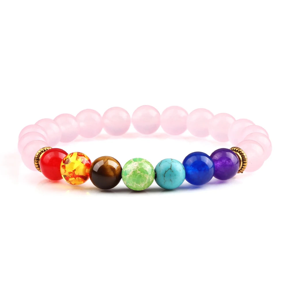 2 Stücke Naturstein 7 Chakra Heilung Perlen Einstellbare Geflochtene Armbänder Männer 8mm Lava Stretch-armband Frauen Reiki Buddha Schmuck