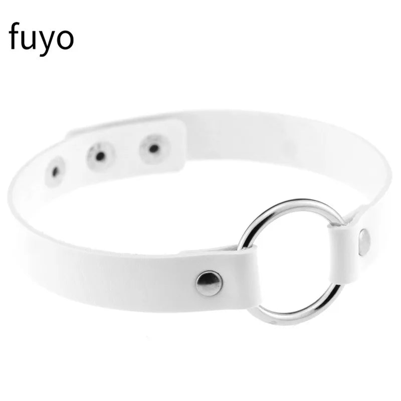 Weiß Sexy Vegan Choker Halsketten Punk Harajuku Goth Kragen Kette Traktion Halskette Leder Bondage Cosplay Party Schmuck Grunge