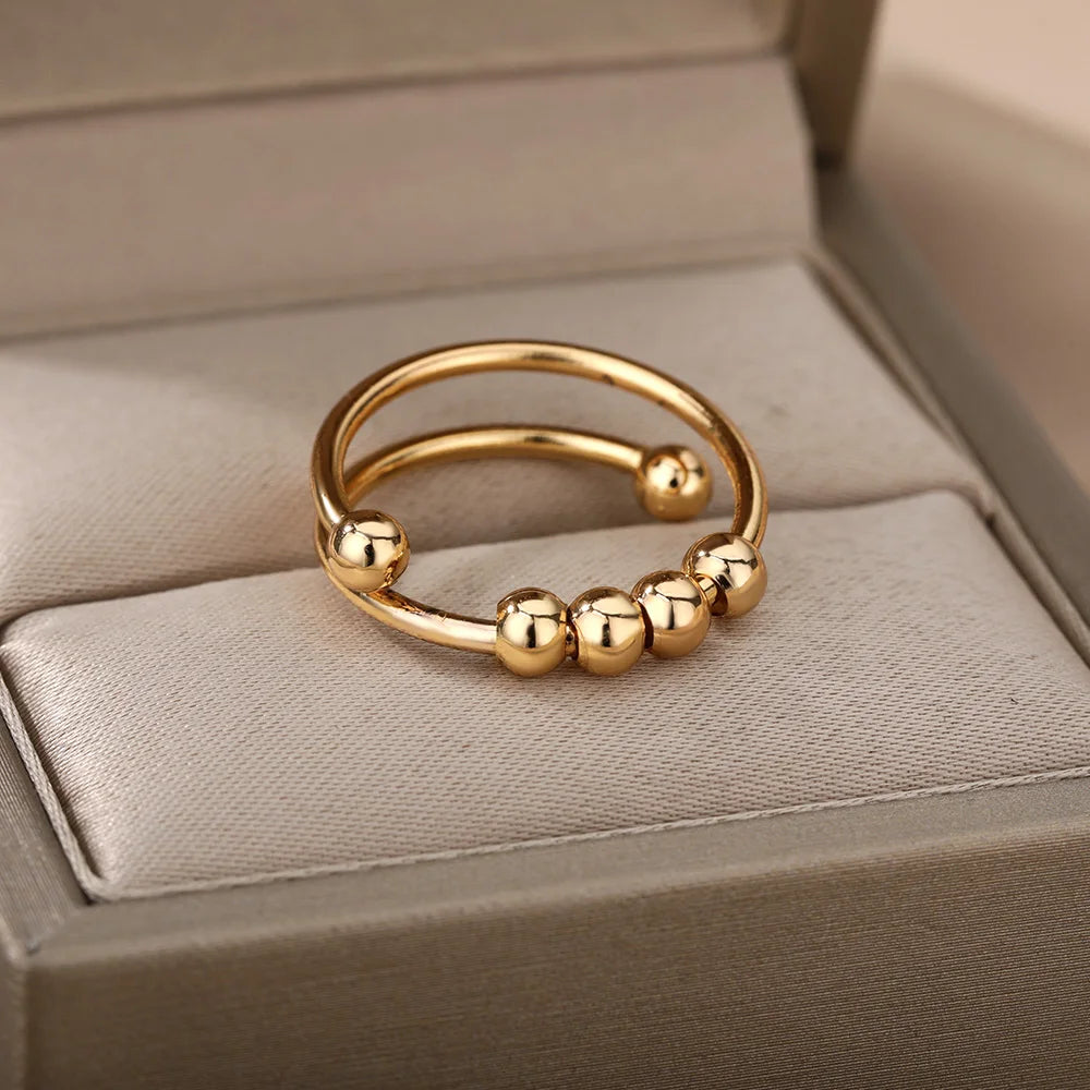 Angst Ring Perlen Ringe Für Frauen Männer Edelstahl Ring Spinner Spirale Simulierte Frei Anti Stress Zappeln Ring Schmuck