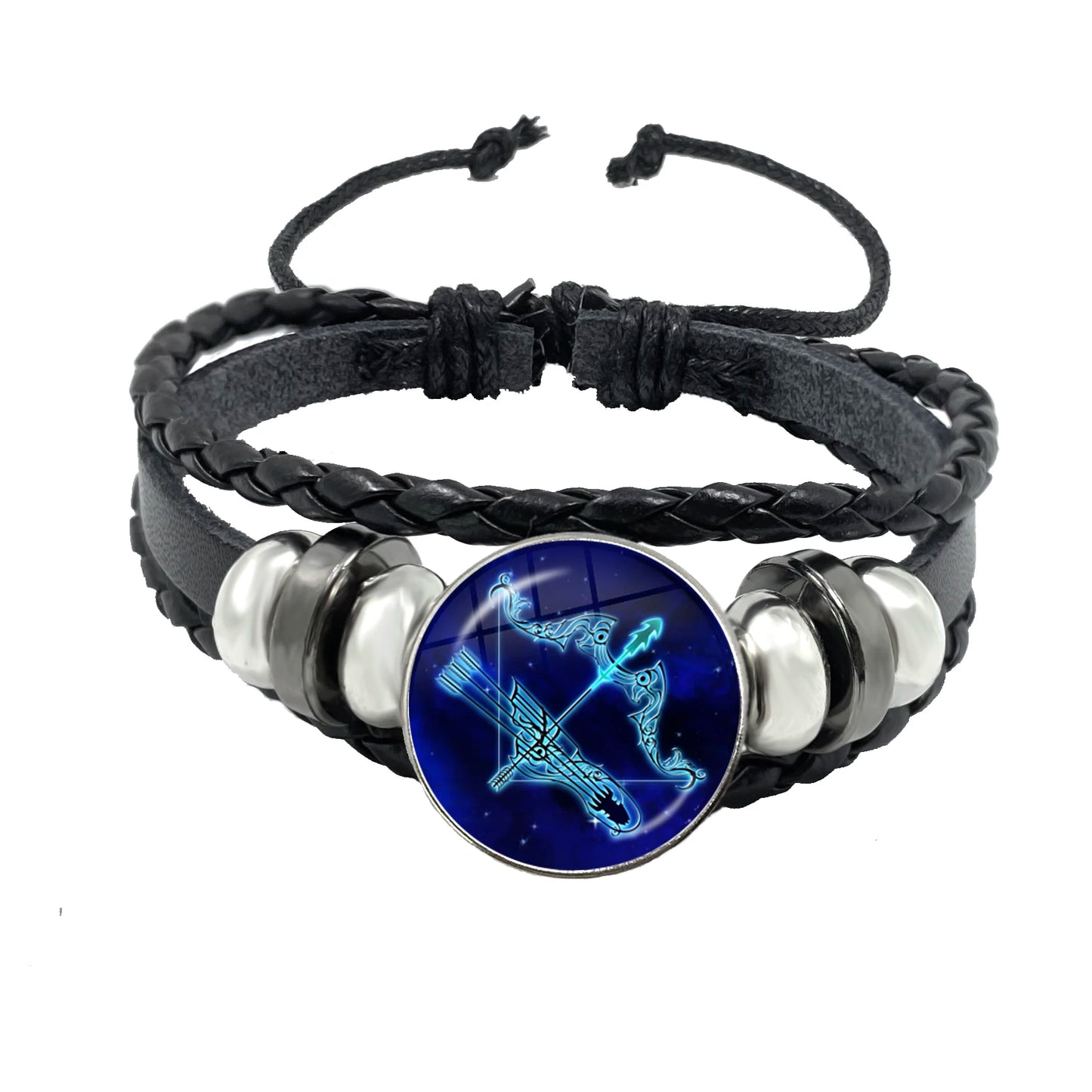 12-Sternbild-Sternzeichen-Knopfarmband, mehrschichtiges geflochtenes Lederarmband, Armreif für Geburtstagsfeier, Schmuck, Geschenk